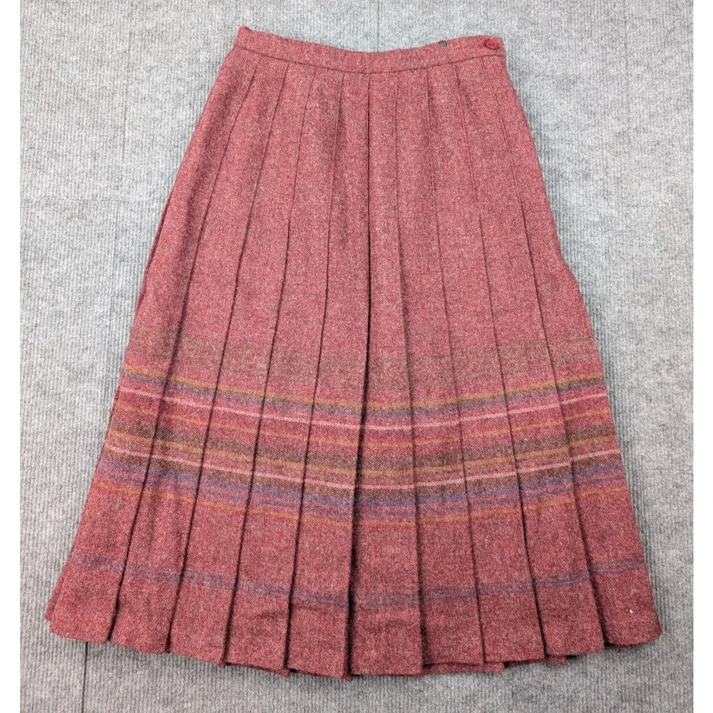 Edinburg Woollen Mill Skirt Suit Set Women 10 3 Piece Vintage Red Pleated Retro - Picture 3 of 16